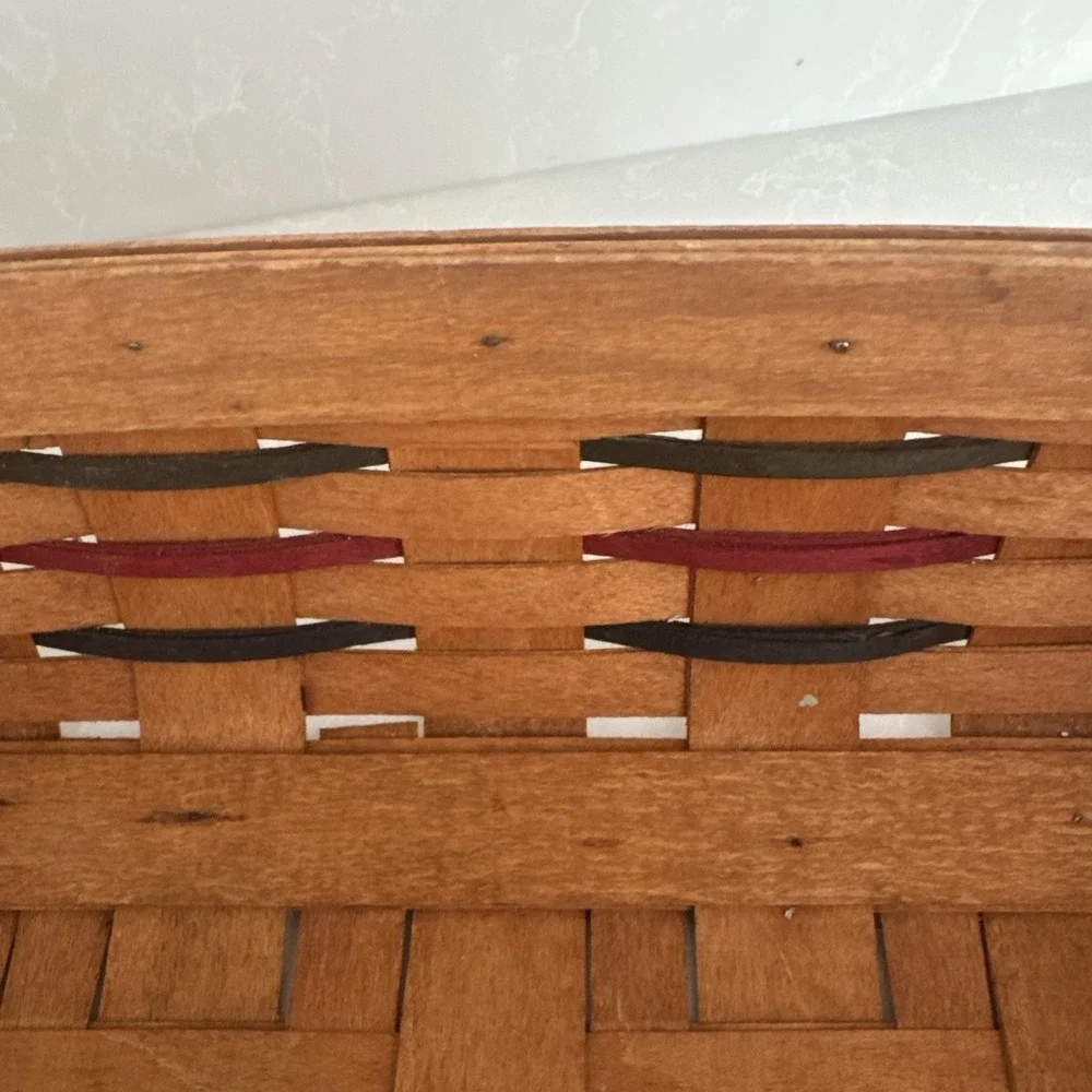 Vintage Longaberger Basket‎ Size 14.5 Inch With Red, Blue, Green Rectangle 1994